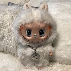 LabubuThe Monster 12 Inches Silver Medallion,Sequins Teeth, Color White  NWT